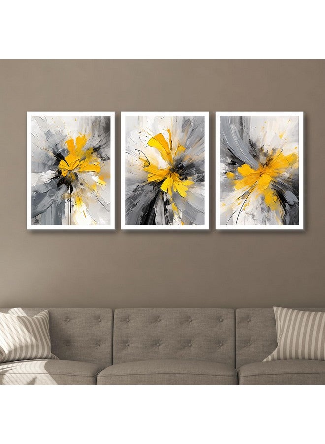 ARTELLY Framed Painting For Wall Decoration - Wall Painting For Living Room Bedroom - Frames For Wall Decor (Set of 3, White) (Medium (10x13inch), ART 6) - Image 1