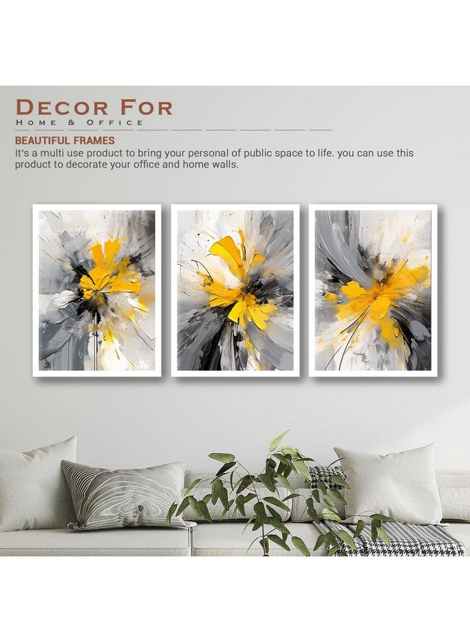 ARTELLY Framed Painting For Wall Decoration - Wall Painting For Living Room Bedroom - Frames For Wall Decor (Set of 3, White) (Medium (10x13inch), ART 6) - Image 4