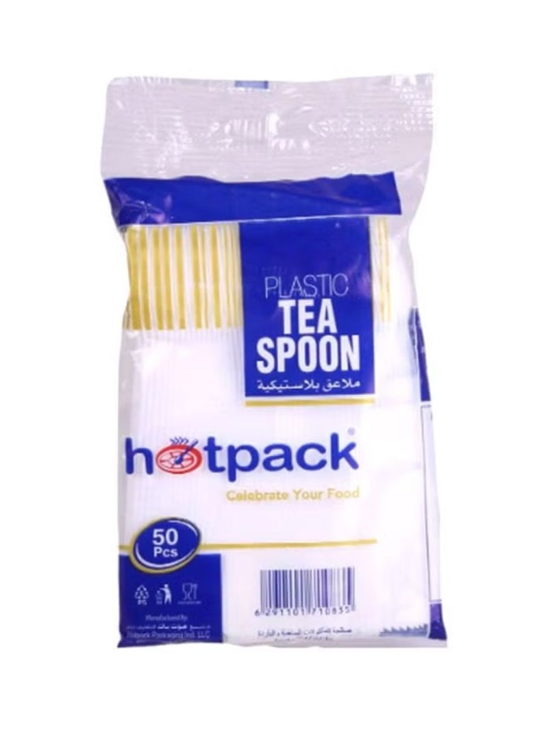 Hotpack 50-Piece Plastic Tea Spoon Set White 50 x 6inch