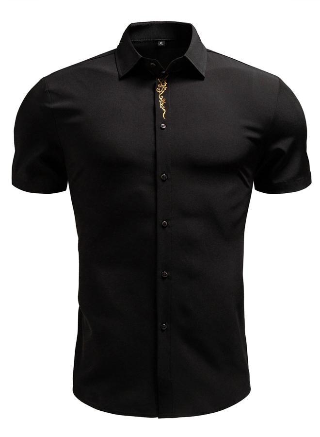 Take Two Men Graphic Print Button Up Short Sleeve Shirt - Image 3