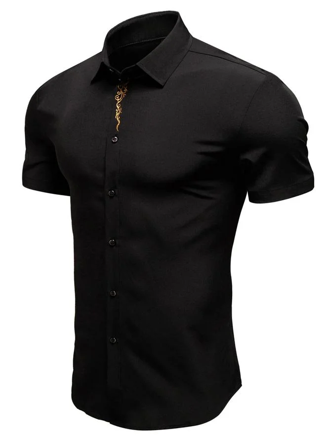 تايك تو قميص بطباعة جرافيك بأكمام قصيرة وأزرار أمامية