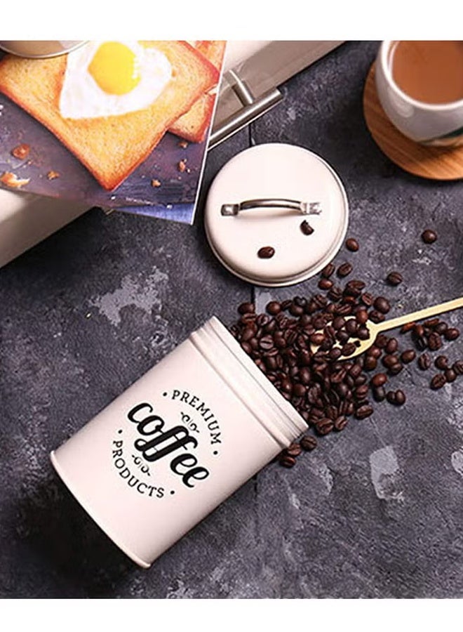 TaqwaMart 3-Piece Vintage Airtight Kitchen Containers Decorations with Lids Portable Coffee Tea Sugar Set Metal Canister Can Pot Decorative Kitchen Canister Jars Food Storage (white) - Image 3