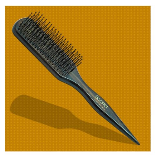 Scarlet Line Professional Sanyo Flat Maple Wood Anti Static Hair Brush with Pointed Wooden Handle for Hair Sectioning for Men and Women, Brown - Image 1