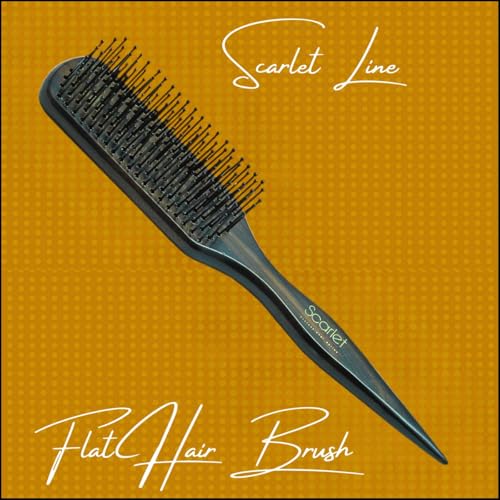 Scarlet Line Professional Sanyo Flat Maple Wood Anti Static Hair Brush with Pointed Wooden Handle for Hair Sectioning for Men and Women, Brown - Image 3