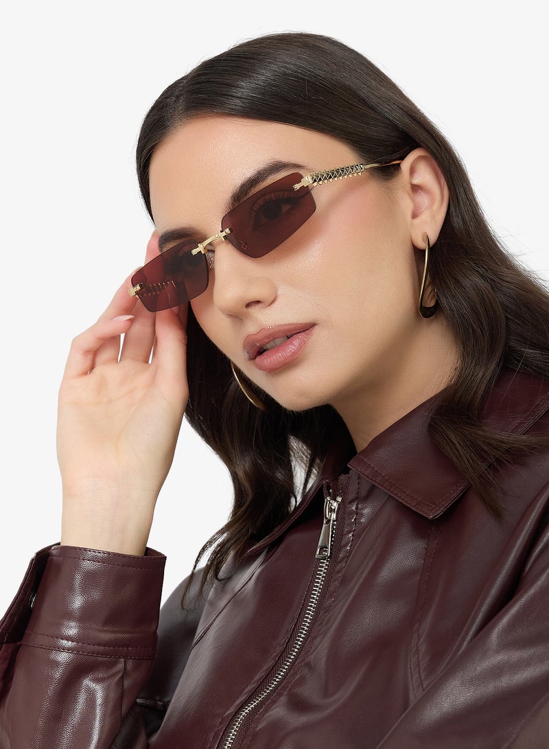 ELLA Rectangle Polarized Sunglasses With Gold Accent - Image 4