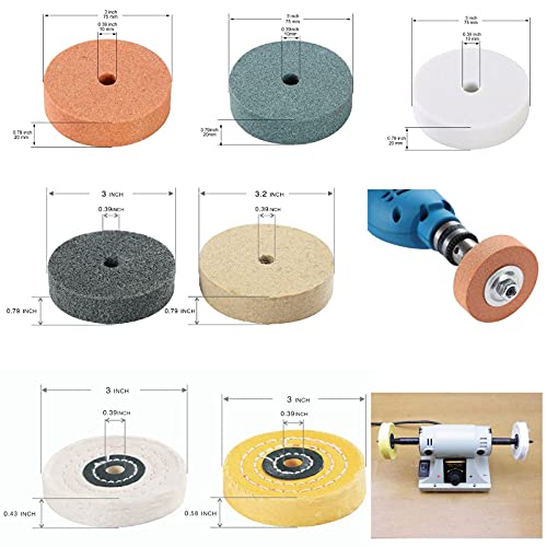 Amacupid Grinding Wheel Buffing Wheels 7 Set 3 inch. for Small Grinder Polishing Machine Electric Drills. Sharpening Polishing Glass, Stainless Steel Metal. Such As Lawn Mower Blades. Christmas Gifts - Image 5