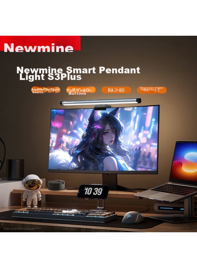 Newmine ضوء شاشة مراقبة ذكي نيو مان معلق S3 بلس، مصباح مكتب ذكي مع حماية للعين، إضاءة ليلية للألعاب، إضاءة قراءة على المكتب - Image 1
