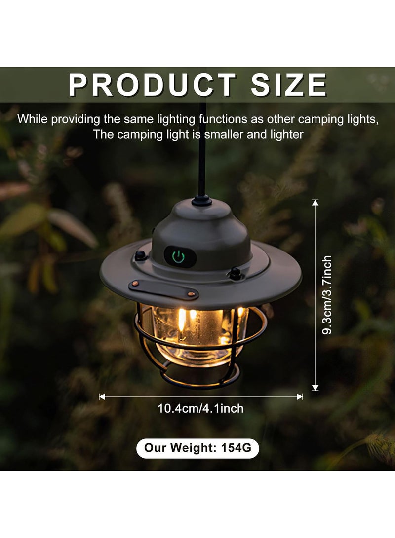 CMGTYYD Camping Lantern, 1000 Lumens Rechargeable Retro Camping Lights for Tents, 4 Light Modes Stepless Dimming Brightness Hanging Waterproof Camping Lamp for Camping, Hiking, Fishing, Emergency - Image 2