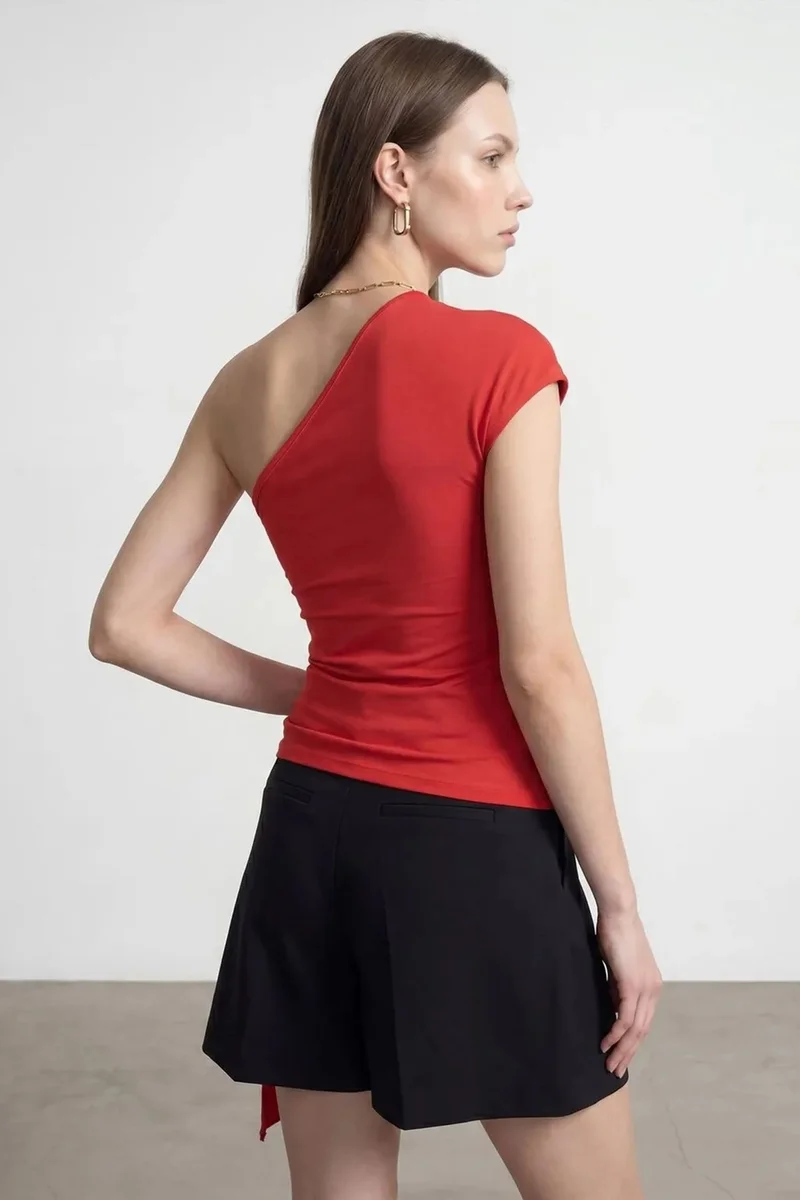 ديلفين DILVIN Asymmetrical Tie Detail Blouse