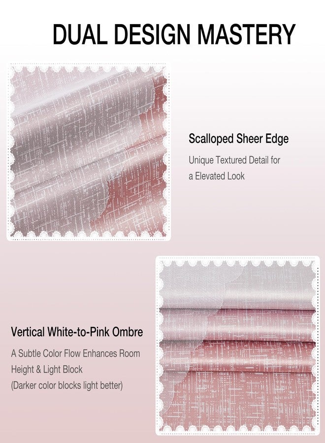 Amzdecor Pink White Ombre Full Blackout Curtains with Sheer Overlay Mix and Match Double Layer Thermal Insulated Drapes,Grommet Window Treatment for Living Room Boys Bedroom Nursery, 2 Panels, 52"x90" - Image 5