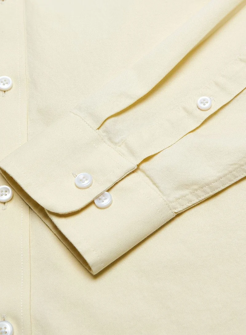 GIORDANO  Men’s Cotton Slim Oxford Shirt with Embroidery for Men | Best Price UAE