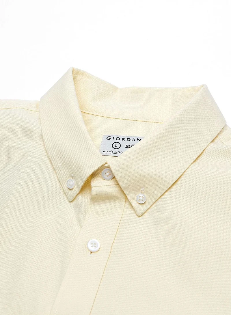 GIORDANO  Men’s Cotton Slim Oxford Shirt with Embroidery for Men | Best Price UAE