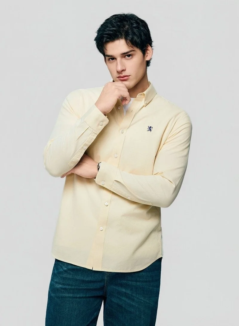 Men’s Cotton Slim Oxford Shirt with Embroidery