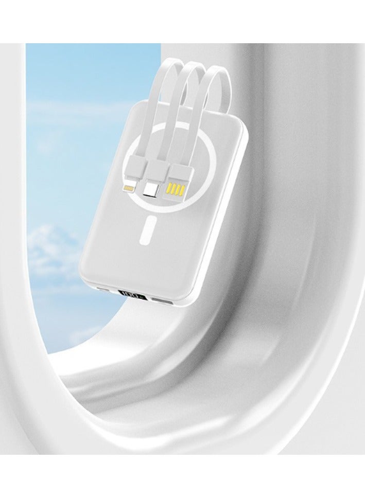 10000 mAh Power Bank, 3 built-in cables, White  - Image 3