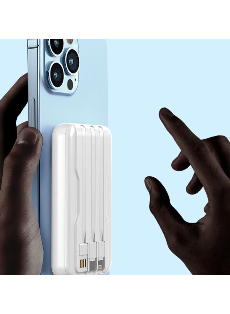 10000 mAh Power Bank, 3 built-in cables, White  - Image 4