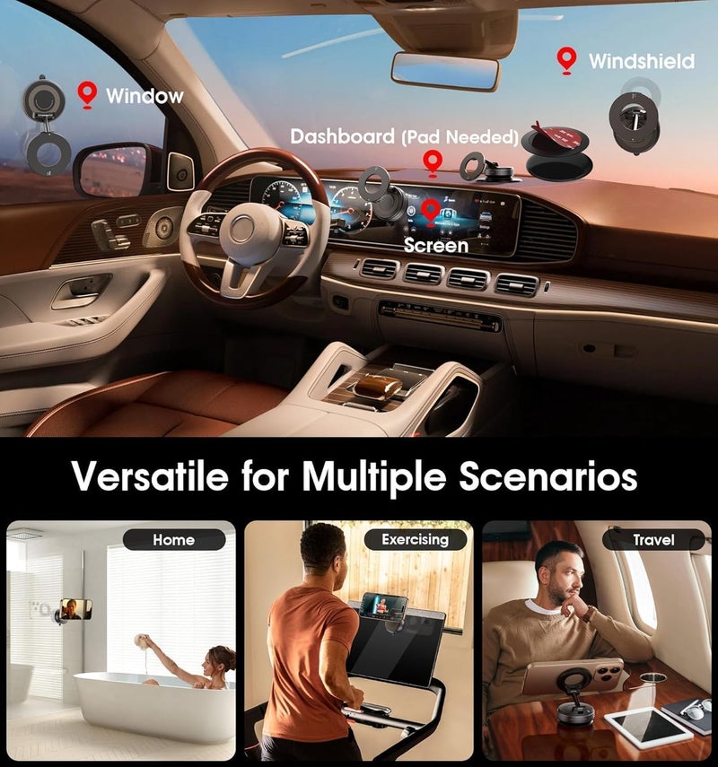 Finalize 360° Vaccum Magnetic Phones Holder, Magnetic Car Phone Mount,Hands-Free Suction Cup Phones Holder for Car/Gym/Mirror/Shower,Mount Compatible All Mobile Phones Holder- (New Car Mobile Holder) - Image 5