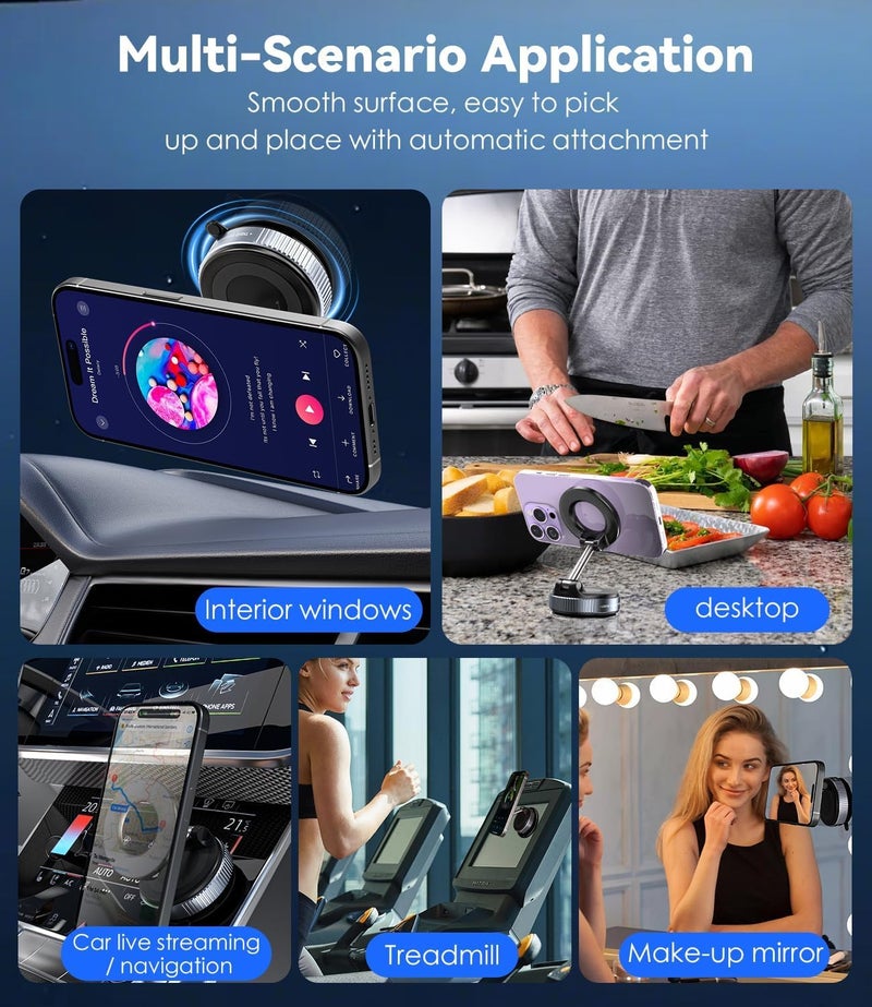 Finalize 360° Vaccum Magnetic Phones Holder, Magnetic Car Phone Mount,Hands-Free Suction Cup Phones Holder for Car/Gym/Mirror/Shower,Mount Compatible All Mobile Phones Holder- (New Car Mobile Holder) - Image 3