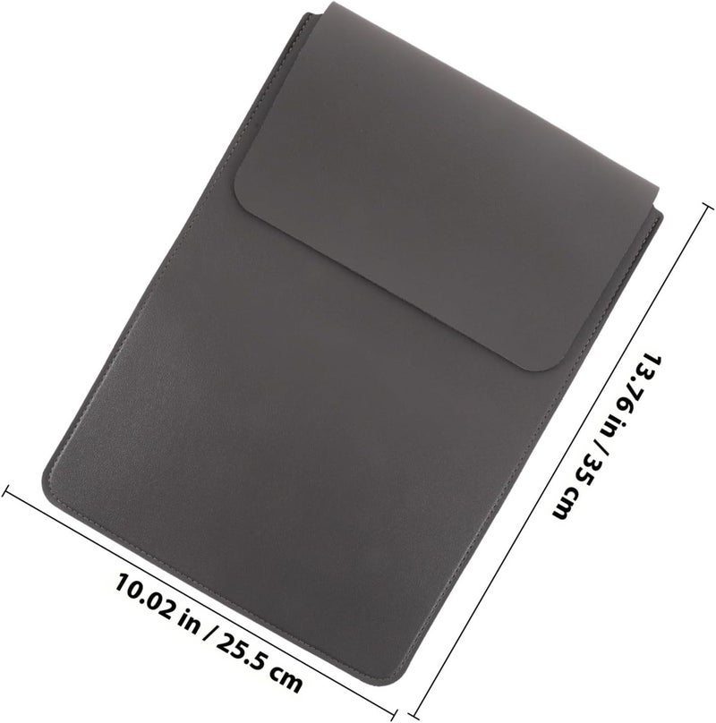 Pu Leather 14 Inch Laptop Sleeve Protective Bag for Notebook and Tablet, Computer Carrying Case Pouch in Dark Gray for Travel and Office Use - Image 2