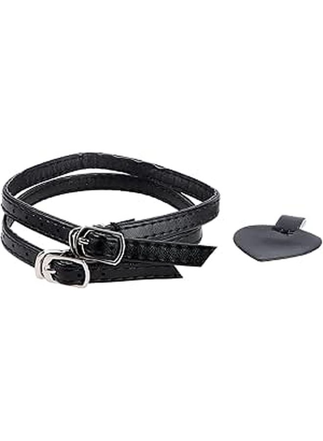Matte Black Anti Drop Heel Cushions 2pcs Set with Detachable Ankle Straps for Loose Shoes - Image 1