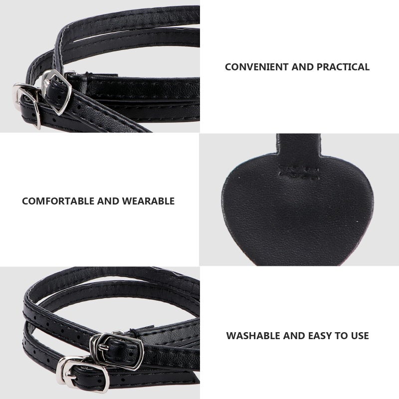 Matte Black Anti Drop Heel Cushions 2pcs Set with Detachable Ankle Straps for Loose Shoes - Image 4
