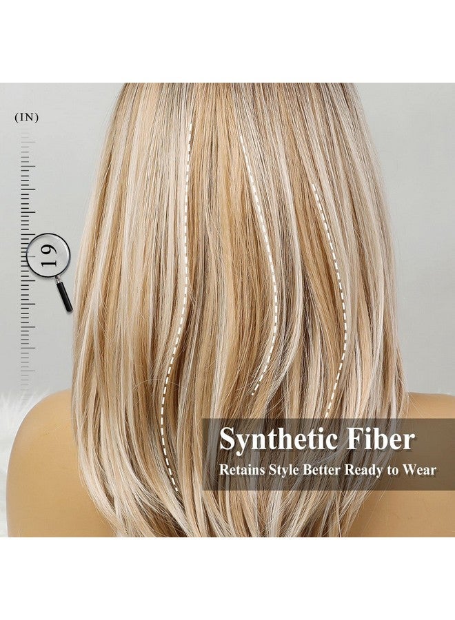 Haircube باروكات طويلة شقراء للنساء، باروكة شعر صناعي بطبقات مع غرة - Image 5