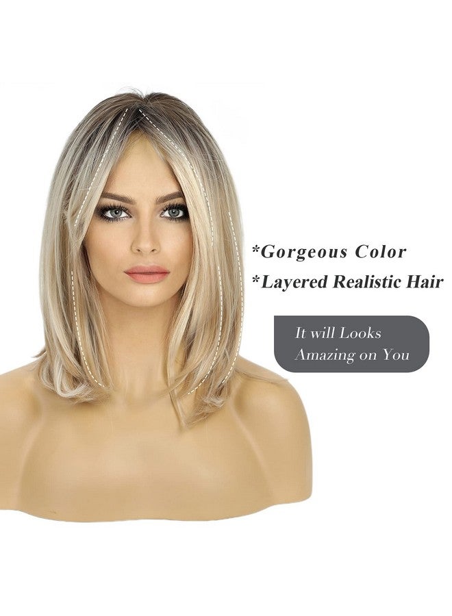 Haircube باروكات طويلة شقراء للنساء، باروكة شعر صناعي بطبقات مع غرة - Image 3