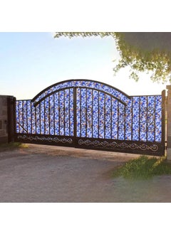 MAHIRA POLYGLOBAL LLP MAHIRA Polypropylene Gate Sheet Car Parking Sheet Grill Sheet Gate Covering Sheet Balcony Safety Sheet Privacy Sheet Blue Flowers Printed Design UV Resistant 4 feet x 10 feet 
