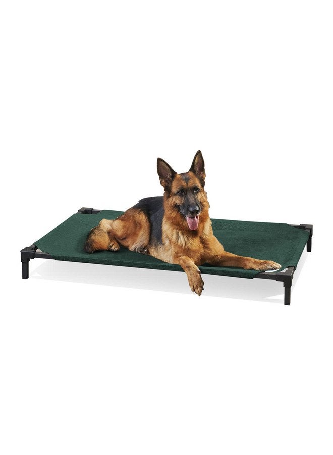 COOLAROO Cooling Elevated Dog Bed PRO, Standard, Fits in 48In Crate, Easy Assembly Frame, Brunswick Green.