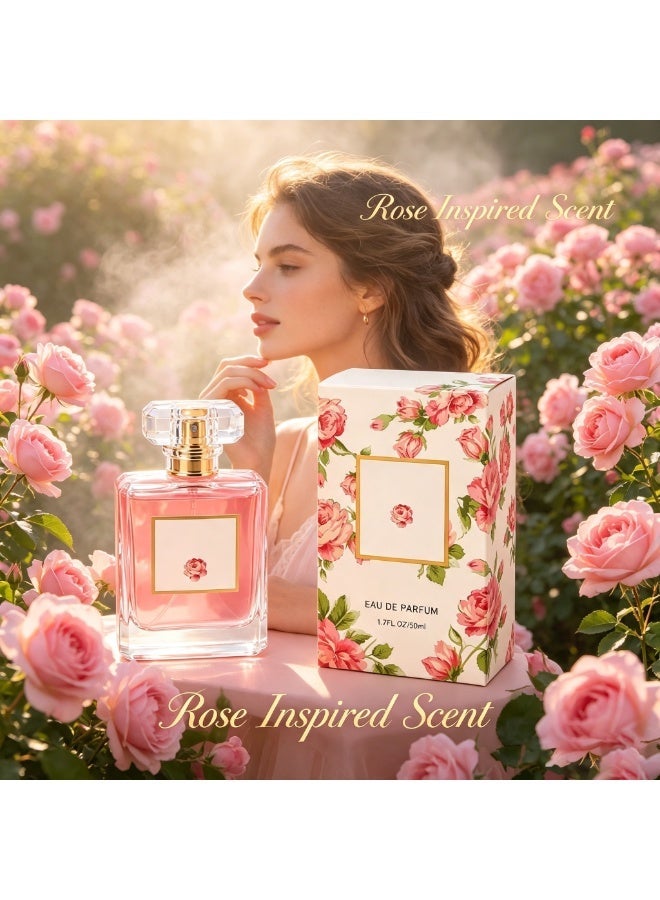 عطر أو دو بارفان نسائي 50 مل برائحة الورد الأنيقة، عطر زهري نسائي ثابت يدوم طويلاً، هدية جميلة للاستخدام اليومي والحفلات والمناسبات - Image 4