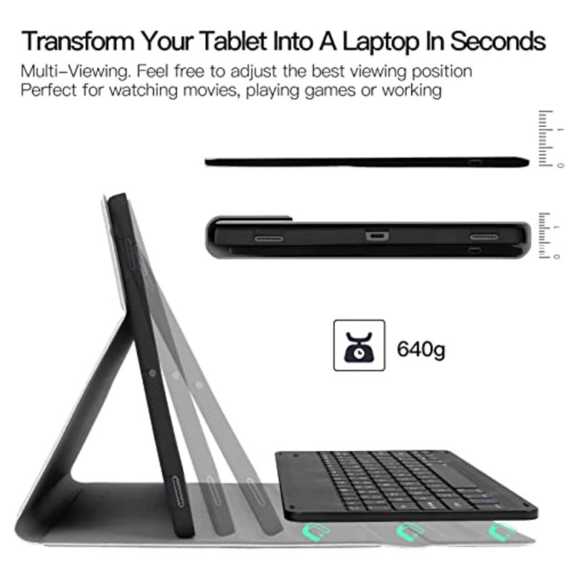 Keyboard Case for Samsung Galaxy Tab S8+ S7 FE S7+ with Wireless Detachable Cover, Compatible with SM-X800/X806 2022,SM-T730/T733/T736/T738 (2021/2020), Black, Slim Protective Design - Image 2