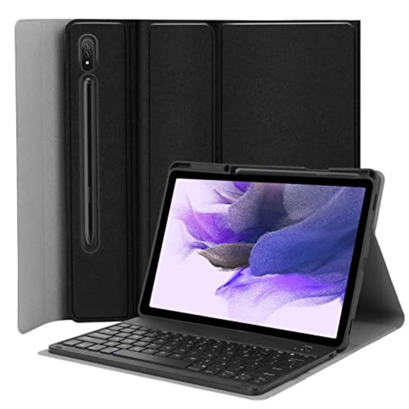 Keyboard Case for Samsung Galaxy Tab S8+ S7 FE S7+ with Wireless Detachable Cover, Compatible with SM-X800/X806 2022,SM-T730/T733/T736/T738 (2021/2020), Black, Slim Protective Design - Image 1