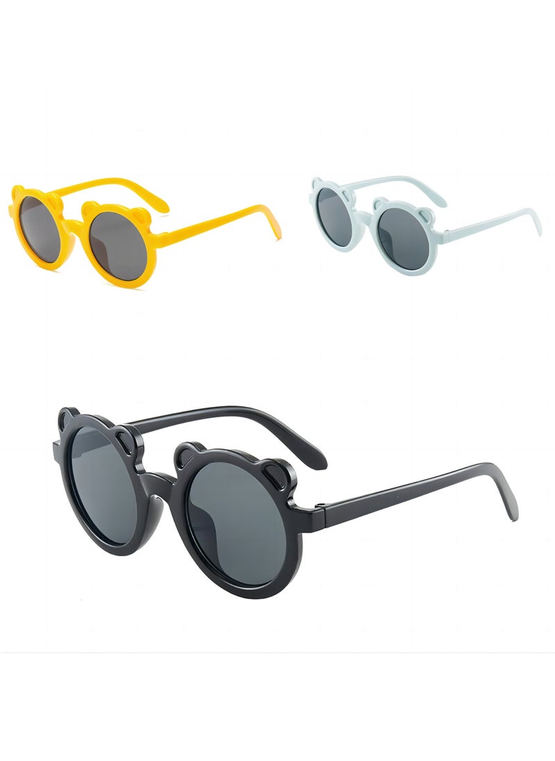 In Air Summer Round Frame Bear Set Of Three Sunglasses For Children  - Image 5