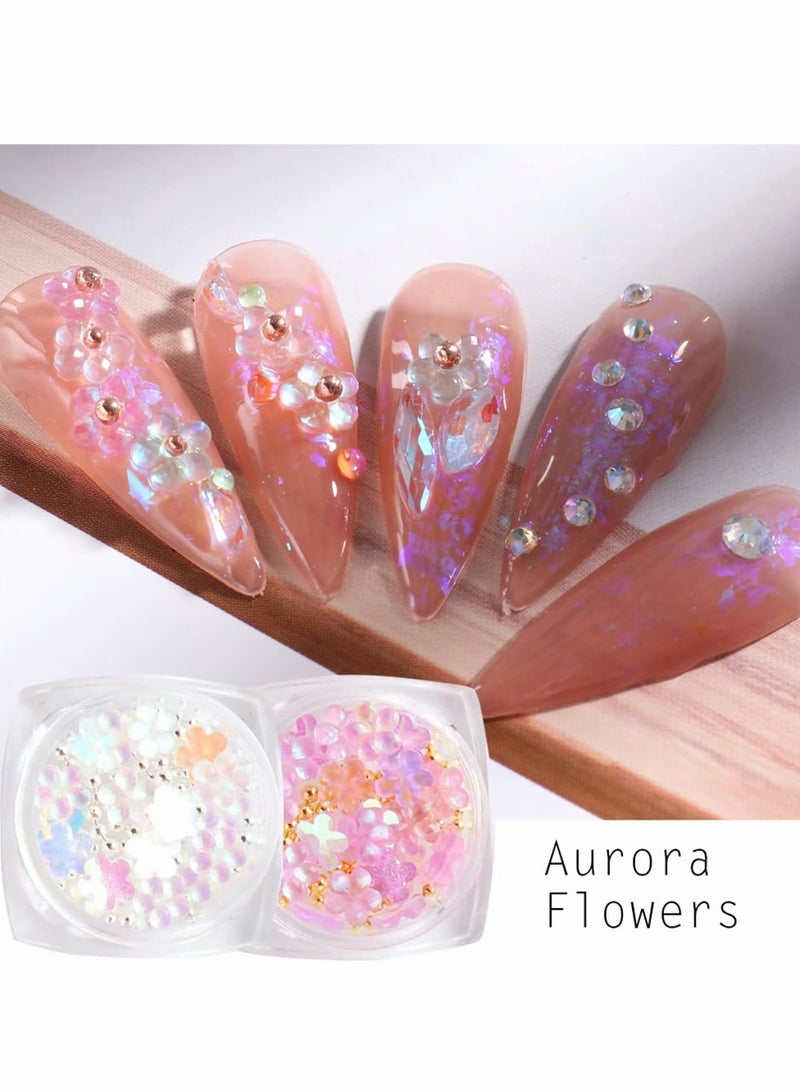 10 Boxes 3D Flower Nail Art Decorations, Light Changing Nail Art Decals and Symphony Colors Mixed Henna for Ladies and Girls Diy Charm Elegant Nail Art Decorations - Image 5