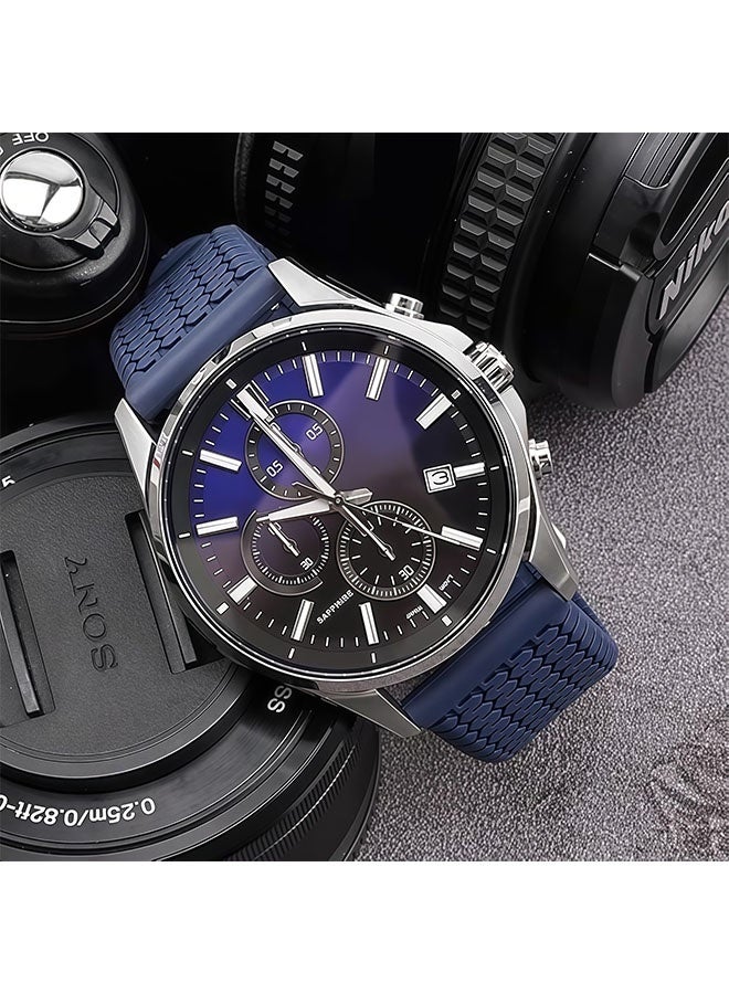 سوار سيليكون سريع الفك، مقاس 22 مم، متوافق مع أجهزة جارمين فينيكس 7 | فينيكس 6 برو | فينيكس 5 بلس | فور رانر 945 | أبروتش S60، سوار رياضي متين للرجال والنساء (أزرق داكن) - Image 3