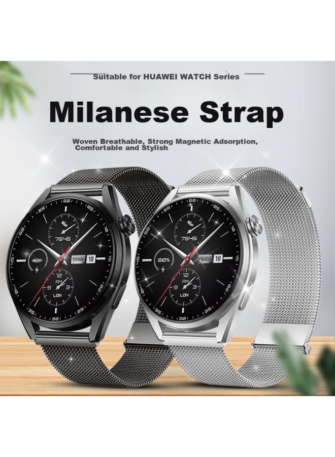 Wei Qiantu Weiqiantu Compatible With Huawei Watch Straps, Watch Gt3/gt2/42mm Magnetic Watch Band, Gt3pro/20mm Wristband For Men And Women, Dual Magnetic, 42/43 Dial, Black - Image 2