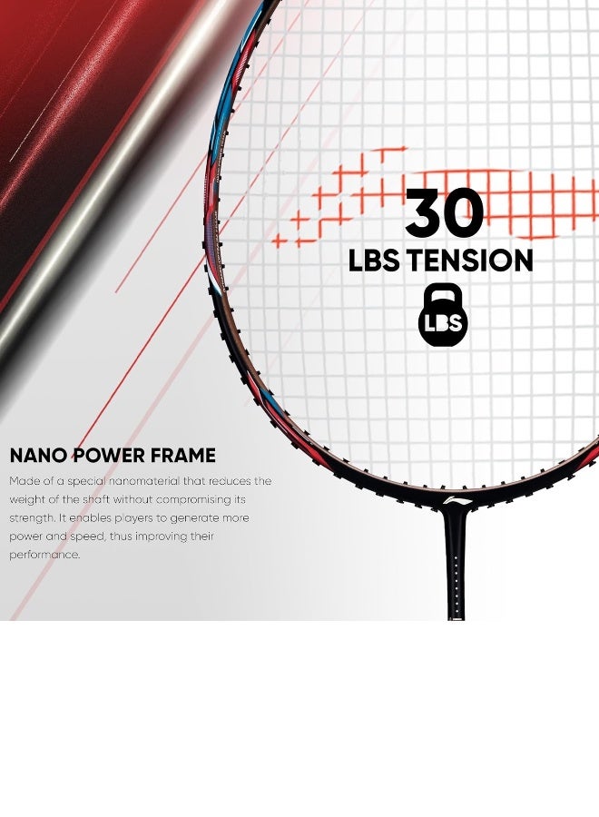 Li-Ning Li_Ning Li-Ning Ignite 8 Japanese Carbon Graphite Strung Badminton Racket with Full Cover (Black/Blue/Old Gold, 77 Grams) - Premium Padel Tennis Racquets for Performance, Durability and Everyday Use - Image 4