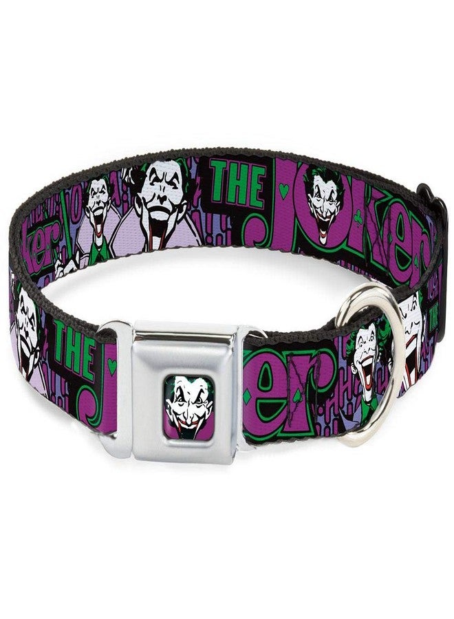 Buckle Down Buckle-Down Seatbelt Buckle Dog Collar - Joker Face/Logo/Spades Black/Green/Purple - 1" Wide - Fits 11-17" Neck - Medium - Image 1