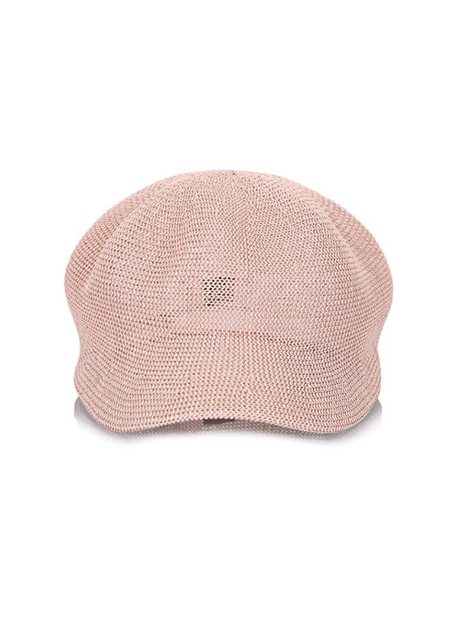 Women's Hollow Octagonal Hat Grass Yarn Breathable Sunshade Hat Spring/Summer Minimalist Hat Small Straw Hat（Pink） - Image 2