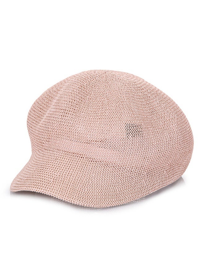 Women's Hollow Octagonal Hat Grass Yarn Breathable Sunshade Hat Spring/Summer Minimalist Hat Small Straw Hat（Pink） - Image 1