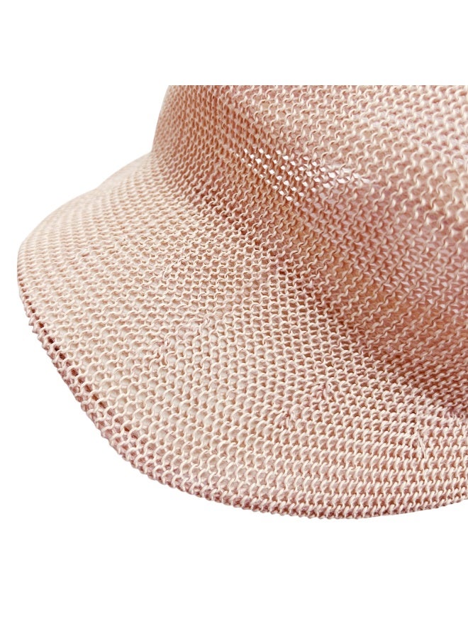 Women's Hollow Octagonal Hat Grass Yarn Breathable Sunshade Hat Spring/Summer Minimalist Hat Small Straw Hat（Pink） - Image 5