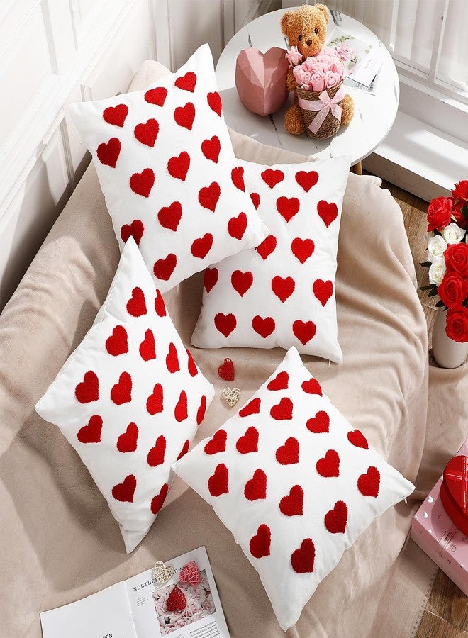 Colingmill 4 Pcs Valentines Day Pillow Covers 18'' x 18'' Love Heart Pillow Cushion Cases Valentines Decorative Cushion Cases Decoration for Valentine's Day Couch Sofa Home Decor (Classic Color) - Image 4