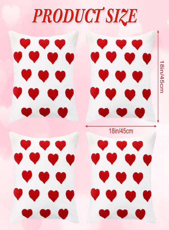 Colingmill 4 Pcs Valentines Day Pillow Covers 18'' x 18'' Love Heart Pillow Cushion Cases Valentines Decorative Cushion Cases Decoration for Valentine's Day Couch Sofa Home Decor (Classic Color) - Image 2