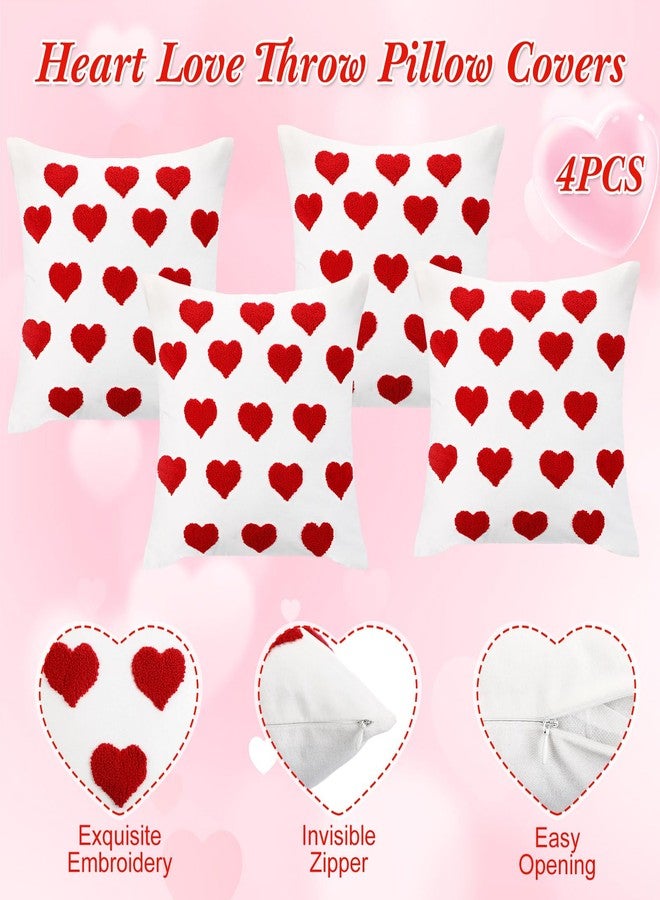 Colingmill 4 Pcs Valentines Day Pillow Covers 18'' x 18'' Love Heart Pillow Cushion Cases Valentines Decorative Cushion Cases Decoration for Valentine's Day Couch Sofa Home Decor (Classic Color) - Image 3