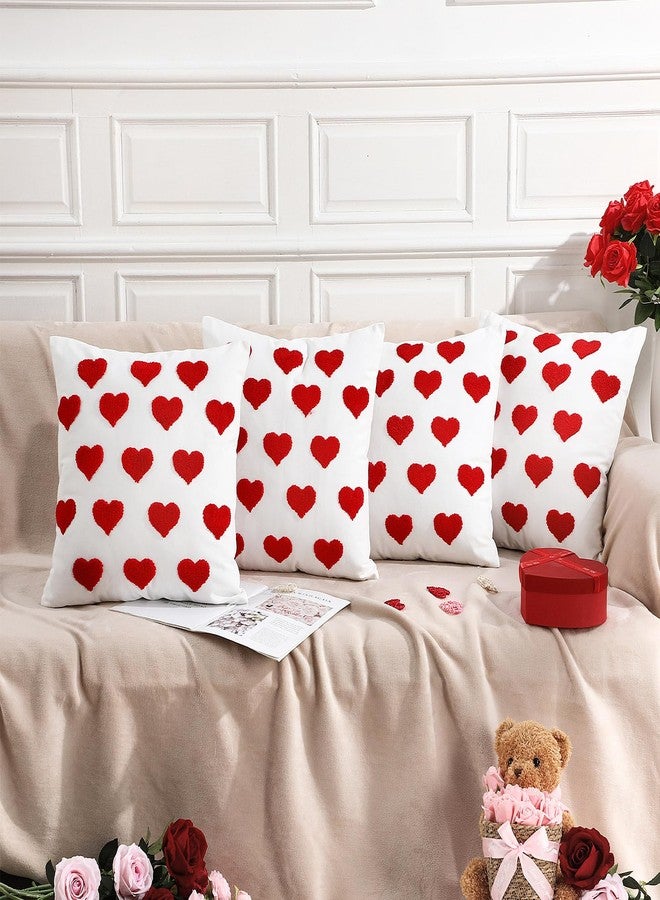Colingmill 4 Pcs Valentines Day Pillow Covers 18'' x 18'' Love Heart Pillow Cushion Cases Valentines Decorative Cushion Cases Decoration for Valentine's Day Couch Sofa Home Decor (Classic Color) - Image 5