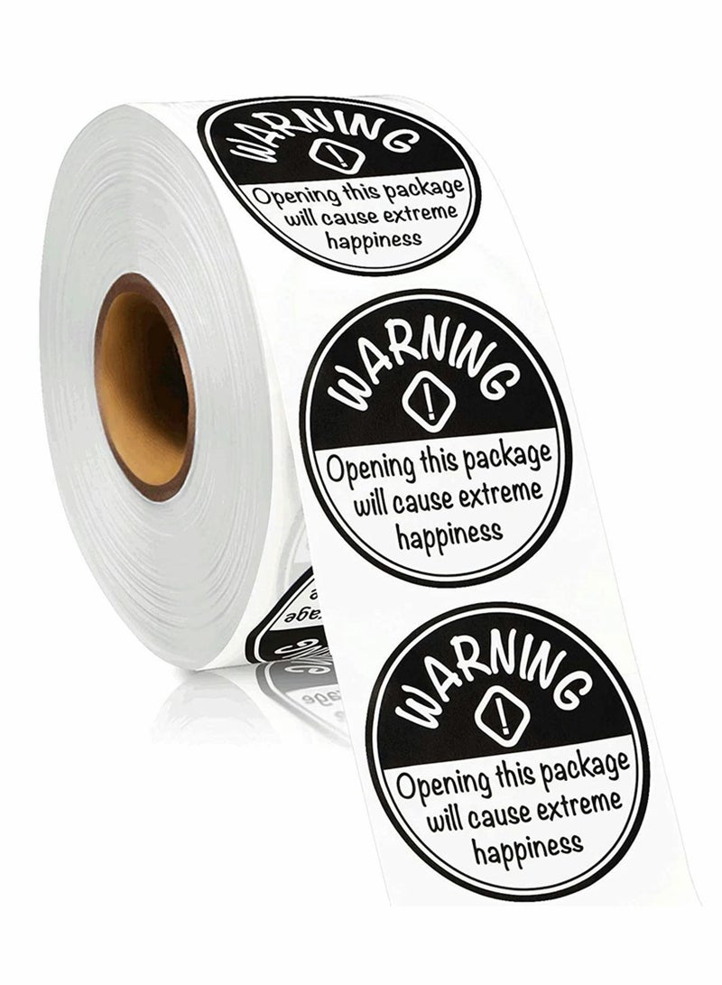 Y&D 1000 Pieces Extreme Happiness Stickers Warning Labels Round Self-Adhesive Crafting Tags Arts Decorations for Festival Business or Personal Use 1.5 Inch Black  - Image 1
