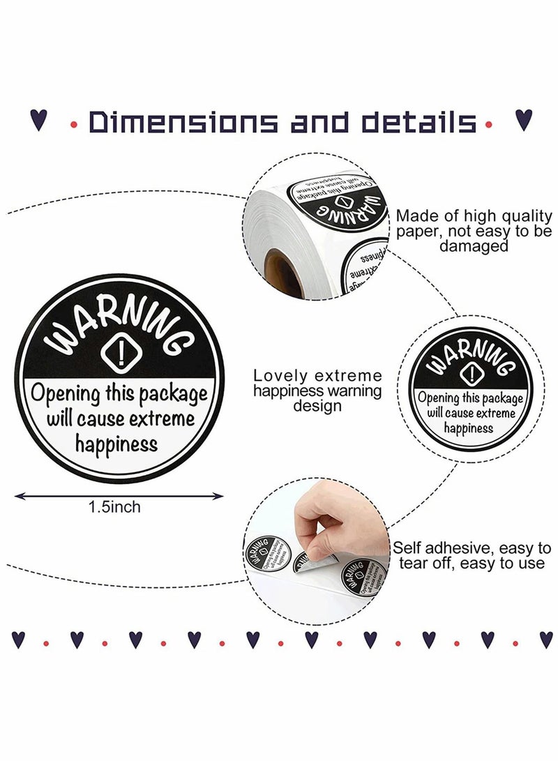 Y&D 1000 Pieces Extreme Happiness Stickers Warning Labels Round Self-Adhesive Crafting Tags Arts Decorations for Festival Business or Personal Use 1.5 Inch Black  - Image 3