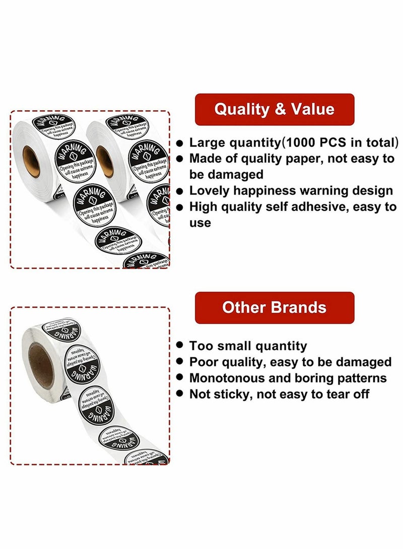 Y&D 1000 Pieces Extreme Happiness Stickers Warning Labels Round Self-Adhesive Crafting Tags Arts Decorations for Festival Business or Personal Use 1.5 Inch Black  - Image 5