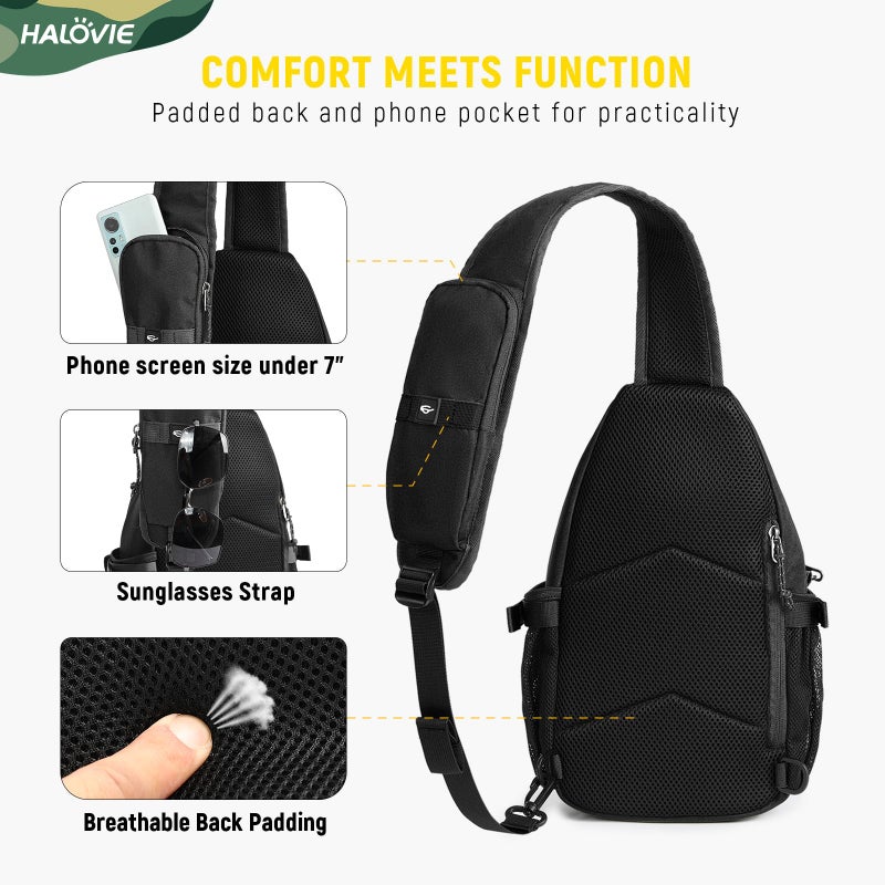 HALOVIE Crossbody Sling Bag Anti Theft RFID Sling Backpack Lightweight Travel Hiking EDC Tactical Chest Shoulder Pack Gift for Men - Image 5