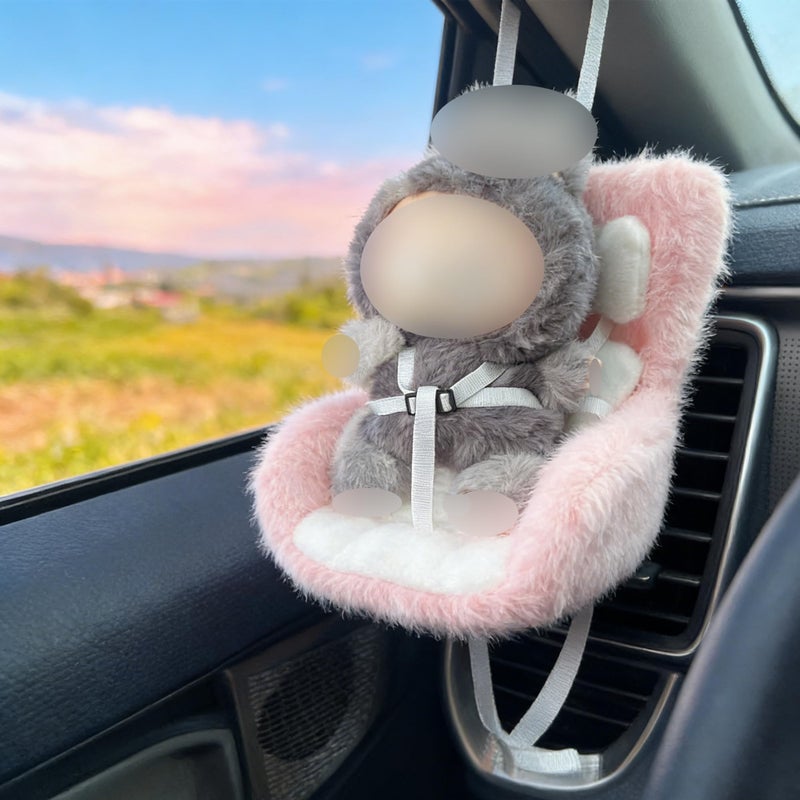 SwiftServ Doll Car Seat for 3â€“8 inch Figures, Fits Character Plushes, Blind Box Dolls & Vinyl Collectibles, Includes Air Vent Clip & Desktop Stand, Cute Car Ornament for Collectors (White) - Image 3