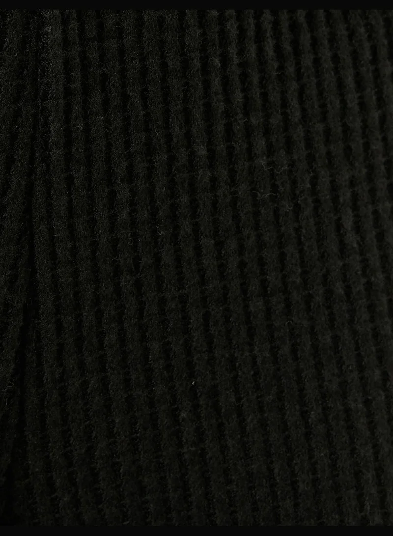KOTON Ribbed High Rise Wide Leg Knitted Trousers